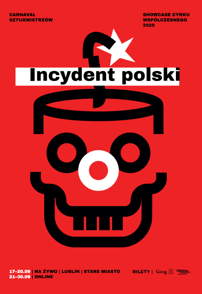 Plakat z czaszką i gwiazdką, który reklamuje Incydent polski.